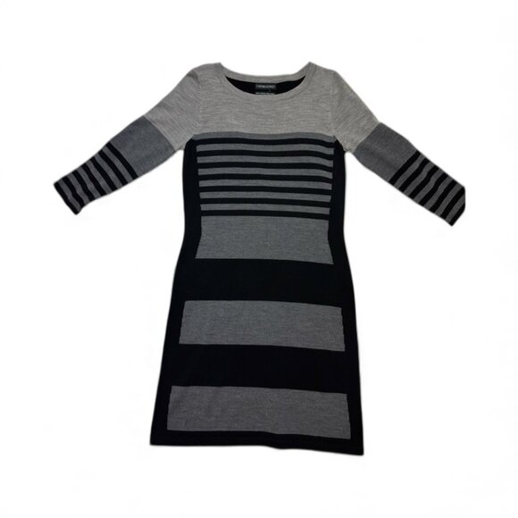 Cynthia Rowley Grey & Black Stripe Sweater Dress - Picture 2 of 3